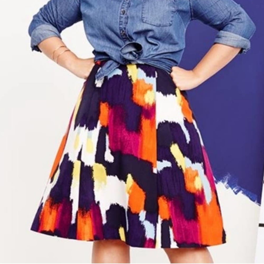 Ava & Viv Abstract Print Pleated A-Line Skirt Sz 26W
